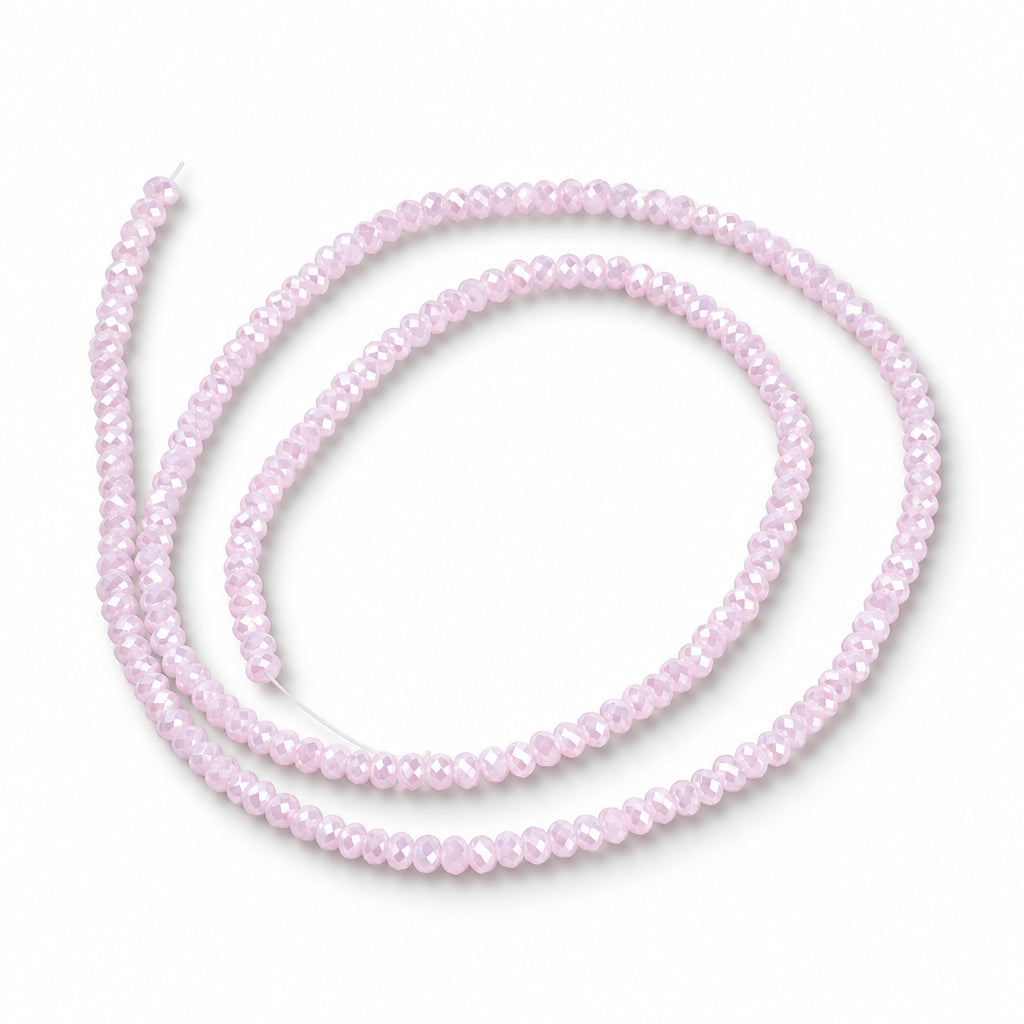 Glaskralen Rondel Lichtroze 3x2mm - ± 68 stuks-Kralen-Kraaltjes van Renate