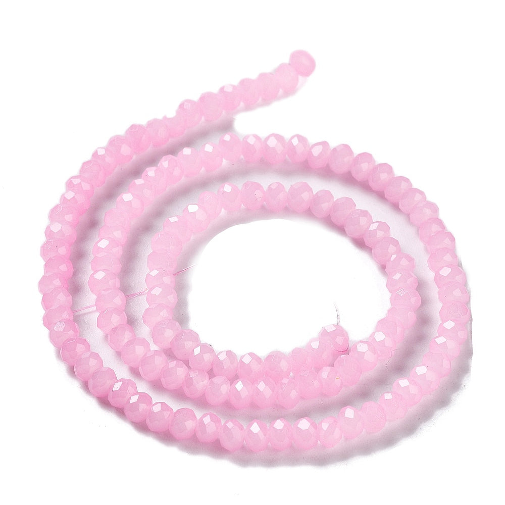Glaskralen Rondel Lichtroze 4x3mm - ± 54 stuks-Kralen-Kraaltjes van Renate