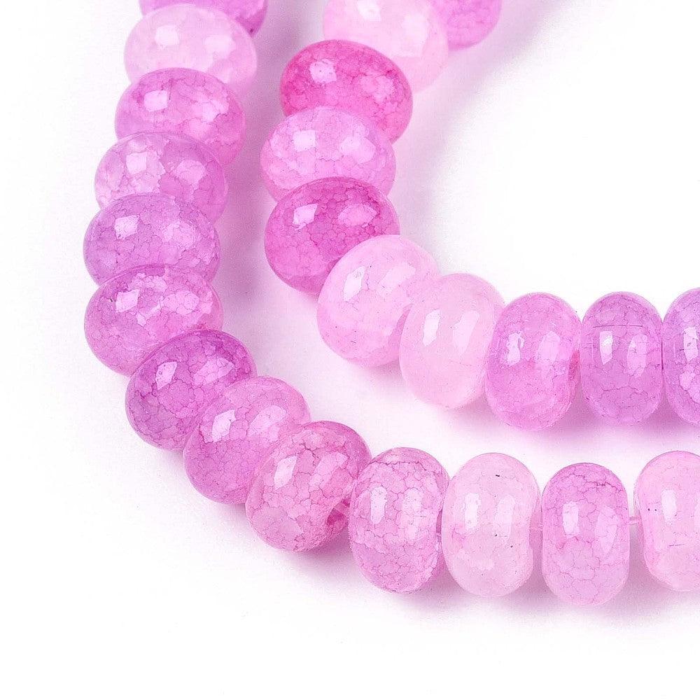 Glaskralen Rondel Lila Orchid 8x5mm - ±25 stuks-Kralen-Kraaltjes van Renate