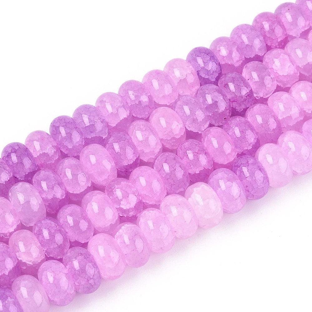 Glaskralen Rondel Lila Orchid 8x5mm - ±25 stuks-Kralen-Kraaltjes van Renate