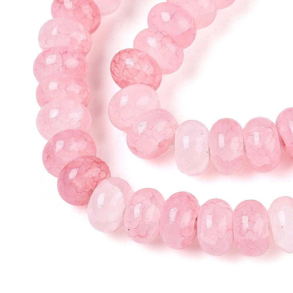 Glaskralen Rondel Misty Rose 8x5mm - ±25 stuks kopie-Kralen-Kraaltjes van Renate