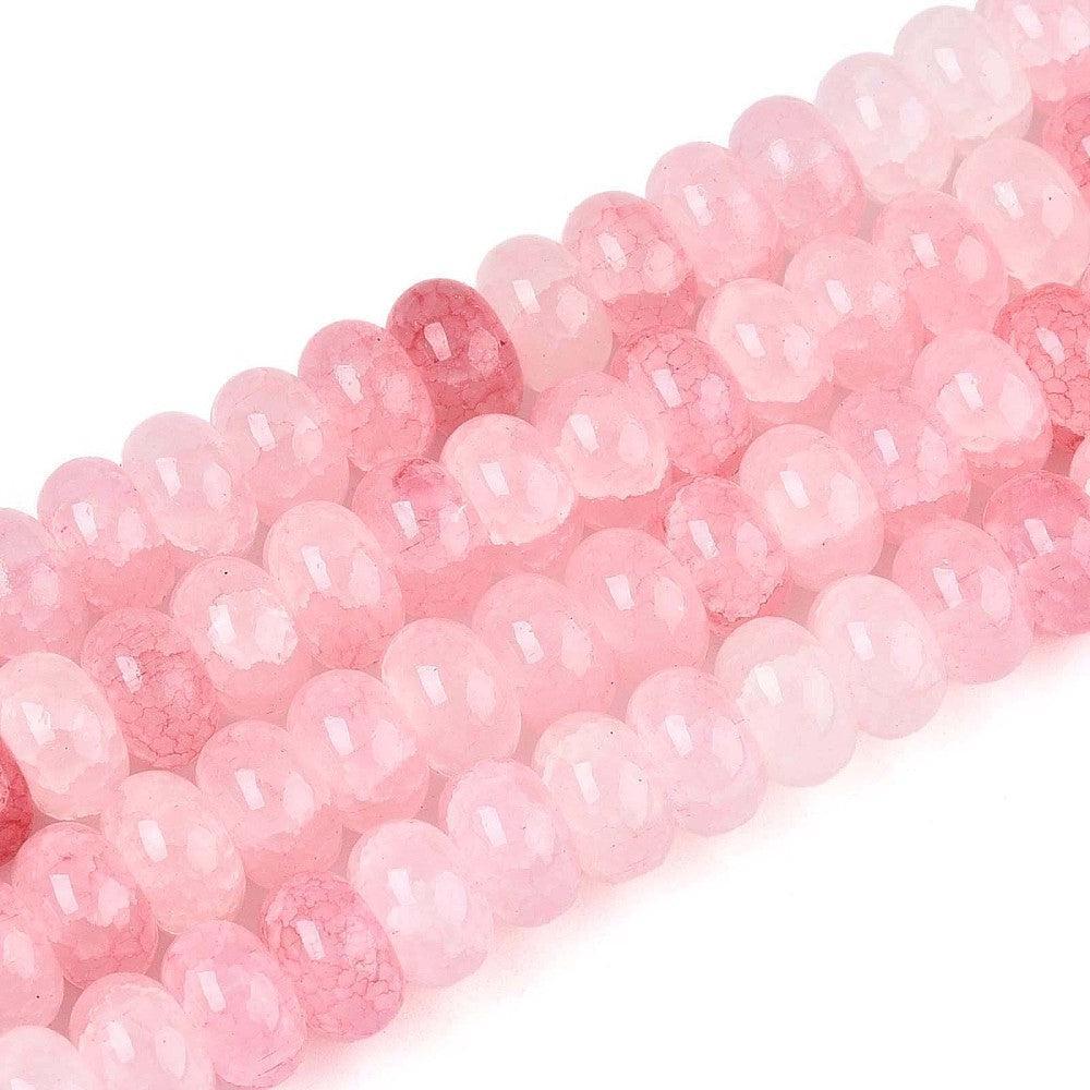 Glaskralen Rondel Misty Rose 8x5mm - ±25 stuks kopie-Kralen-Kraaltjes van Renate