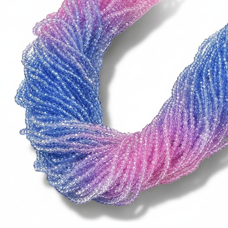 Glaskralen Facet Rondel Roze Paars Blauw 3x2mm - ±130 stuks-Kralen-Kraaltjes van Renate