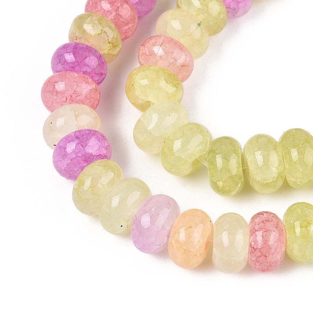 Glaskralen Rondel Multicolor 8x4.5mm - ±25 stuks-Kralen-Kraaltjes van Renate