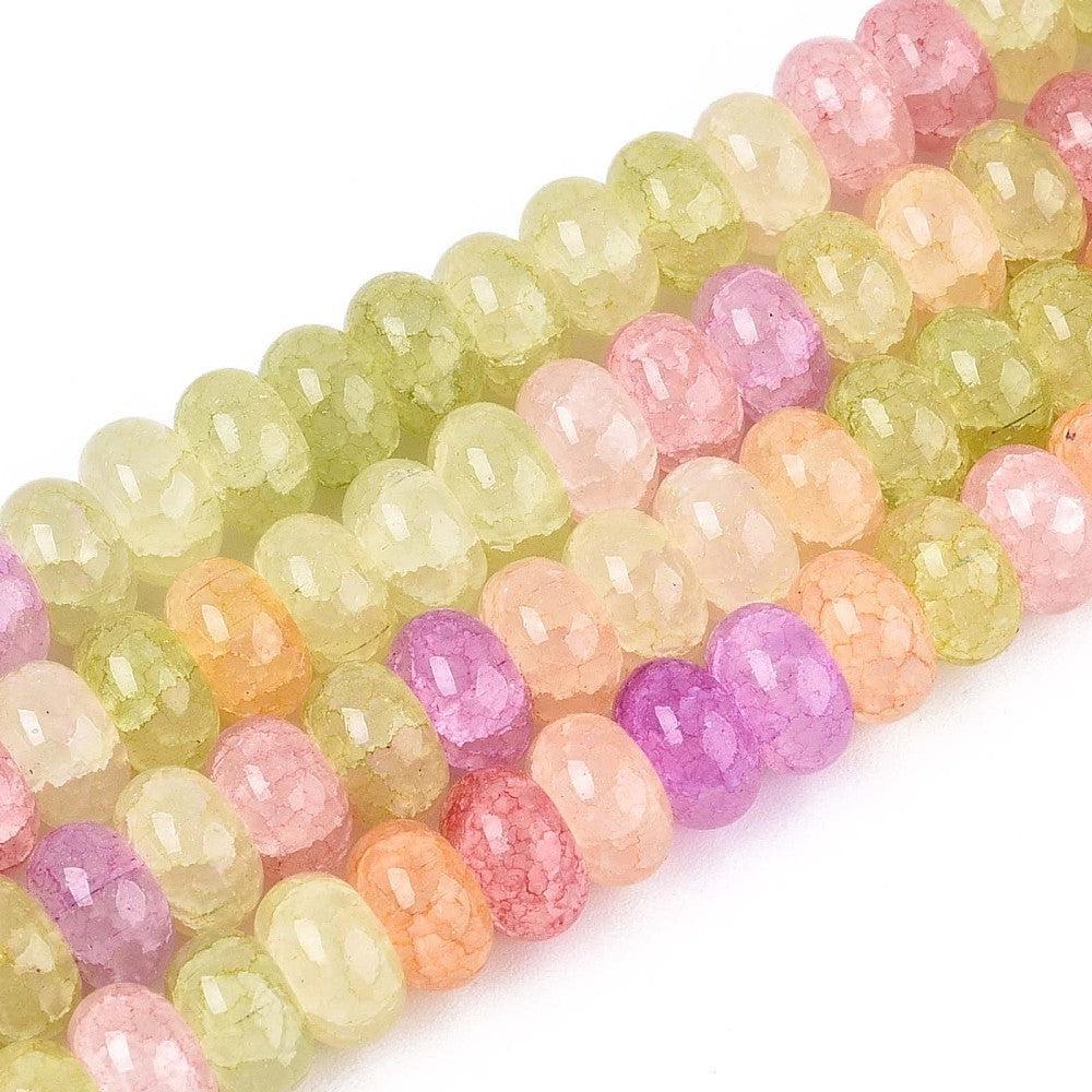 Glaskralen Rondel Multicolor 8x4.5mm - ±25 stuks-Kralen-Kraaltjes van Renate