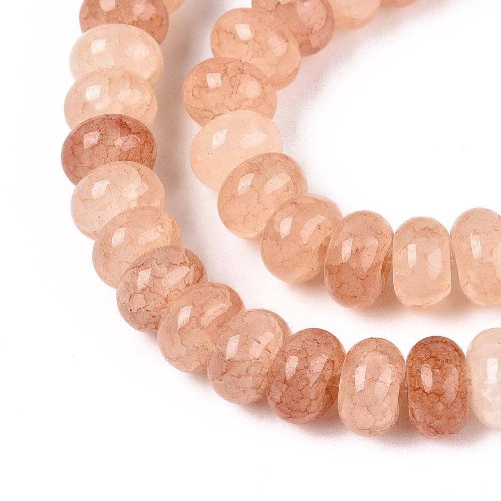 Glaskralen Rondel Perzik beige 8x4.5mm - ±25 stuks-Kralen-Kraaltjes van Renate