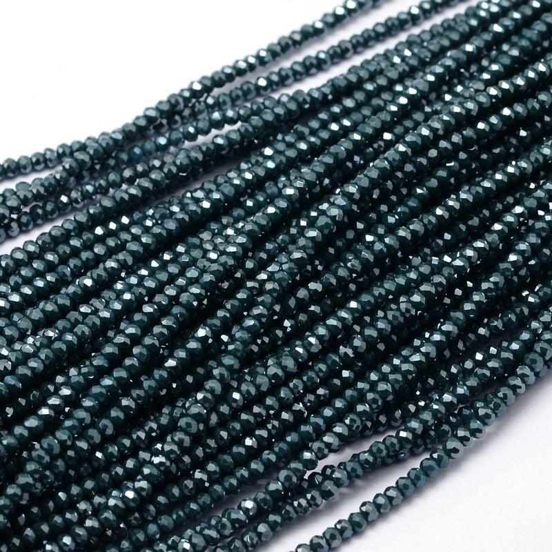 Glaskralen Rondel Pruisischblauw 3x2mm - per streng (± 140 stuks)