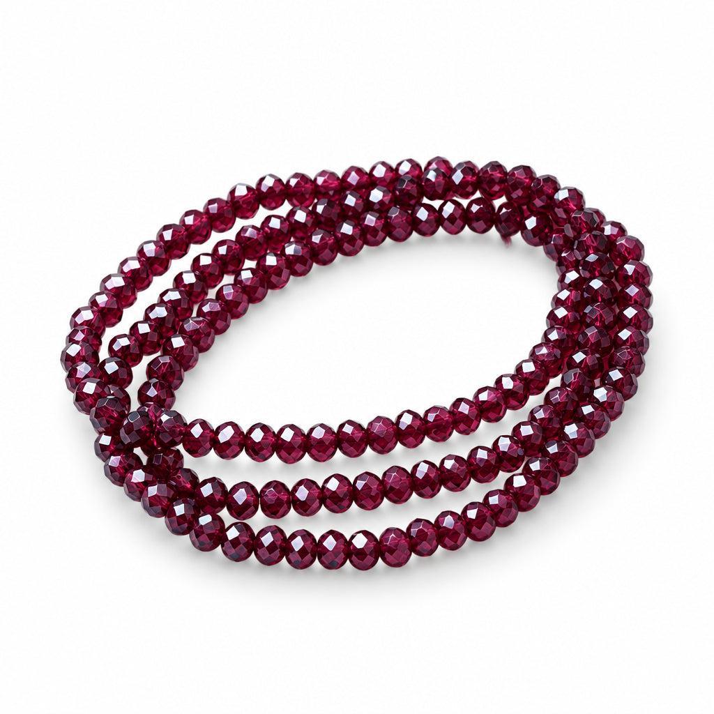 Glaskralen Rondel Rood 4x3mm - ± 66 stuks-Kralen-Kraaltjes van Renate
