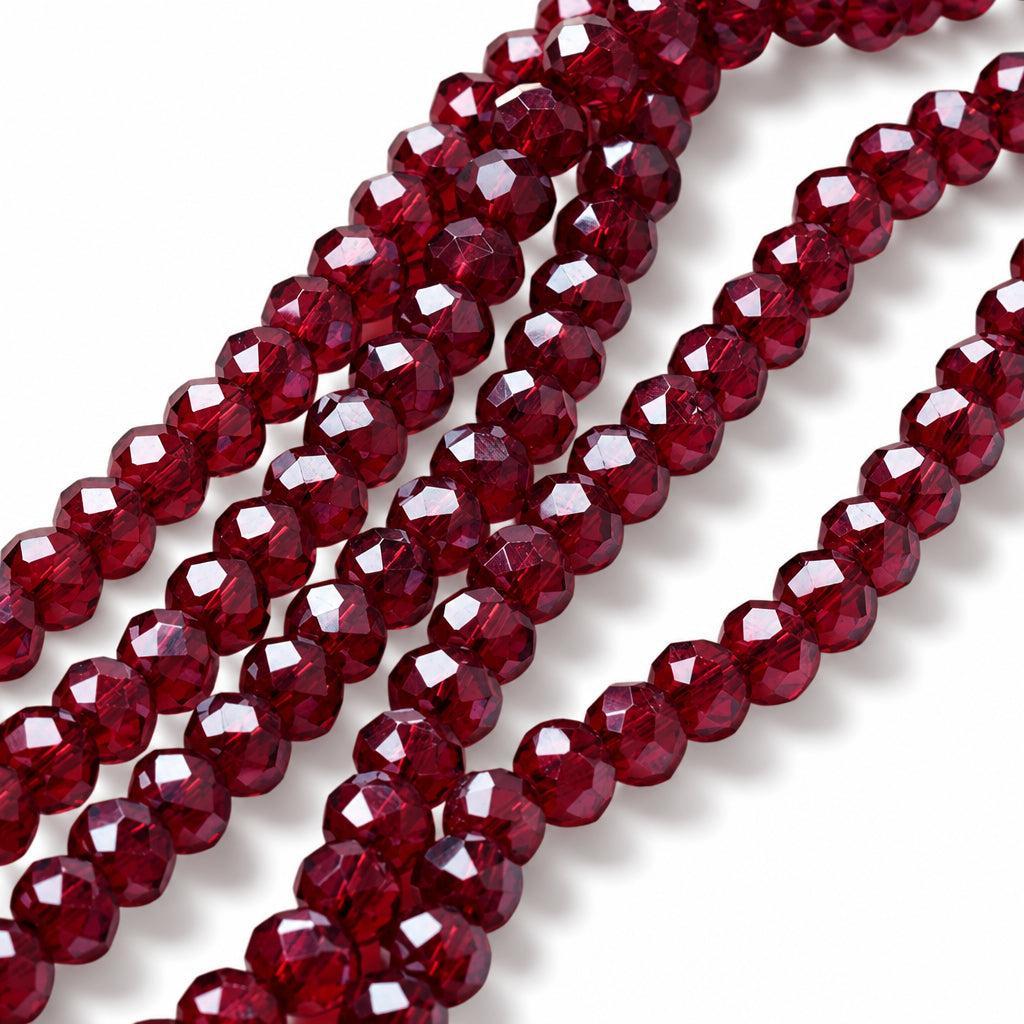 Glaskralen Rondel Rood 4x3mm - ± 66 stuks-Kralen-Kraaltjes van Renate