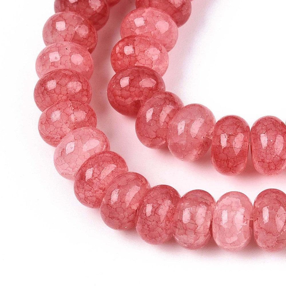 Glaskralen Rondel Rood 8x5mm - per 25 stuks-Kralen-Kraaltjes van Renate
