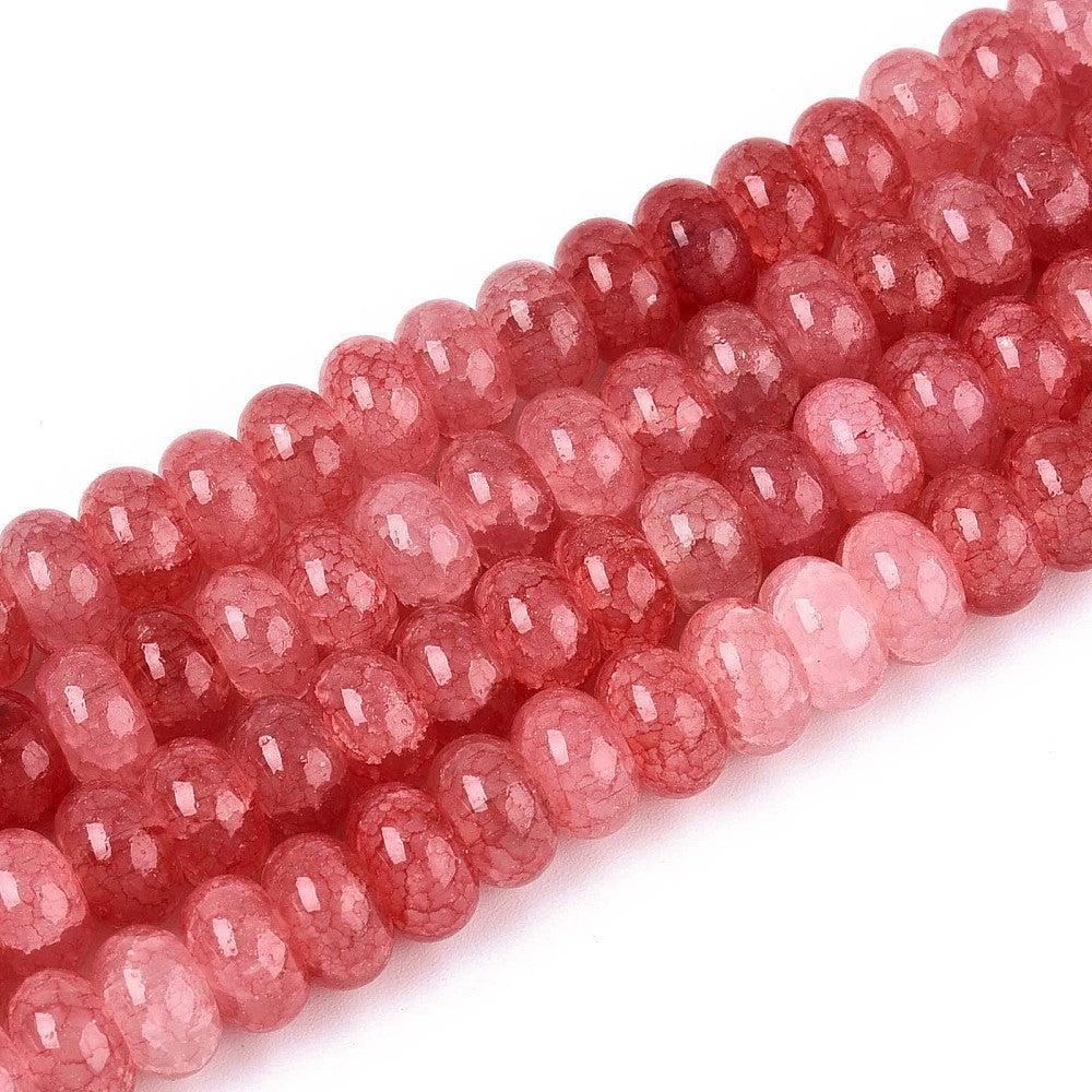 Glaskralen Rondel Rood 8x5mm - per 25 stuks-Kralen-Kraaltjes van Renate