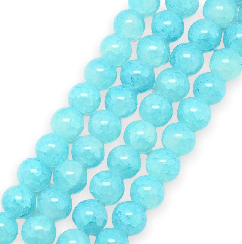 Glaskralen Shine crackle blauw 6mm ±140 stuks-Kralen-Kraaltjes van Renate