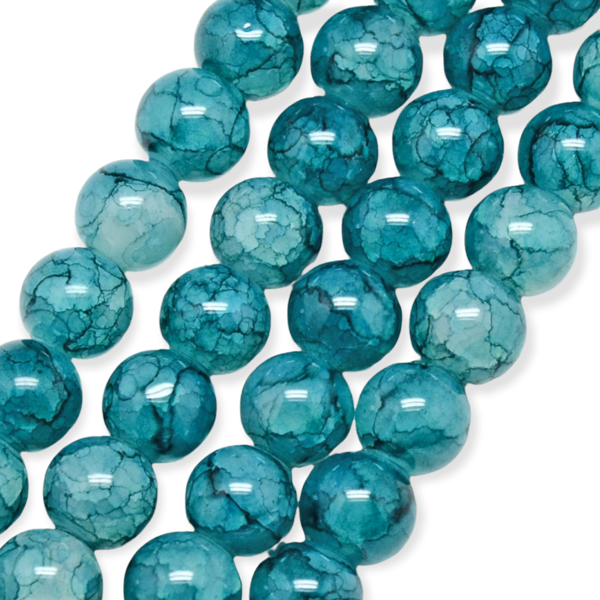 Glaskralen Shine crackle blauw 6mm ±45-50 stuks-Kralen-Kraaltjes van Renate