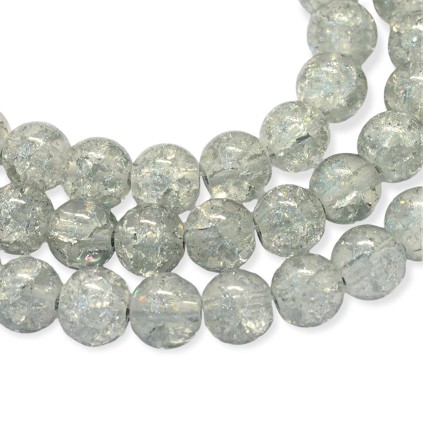 Glaskralen Shine crackle grijs 6mm ±45-50 stuks-Kralen-Kraaltjes van Renate