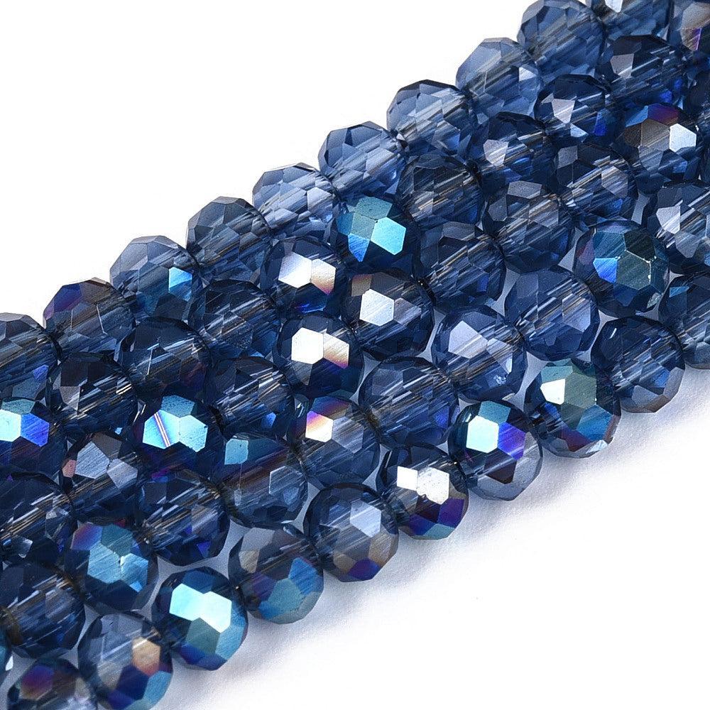 Glaskralen electroplated facet marine blue 4mm - ±105 stuks-Kralen-Kraaltjes van Renate
