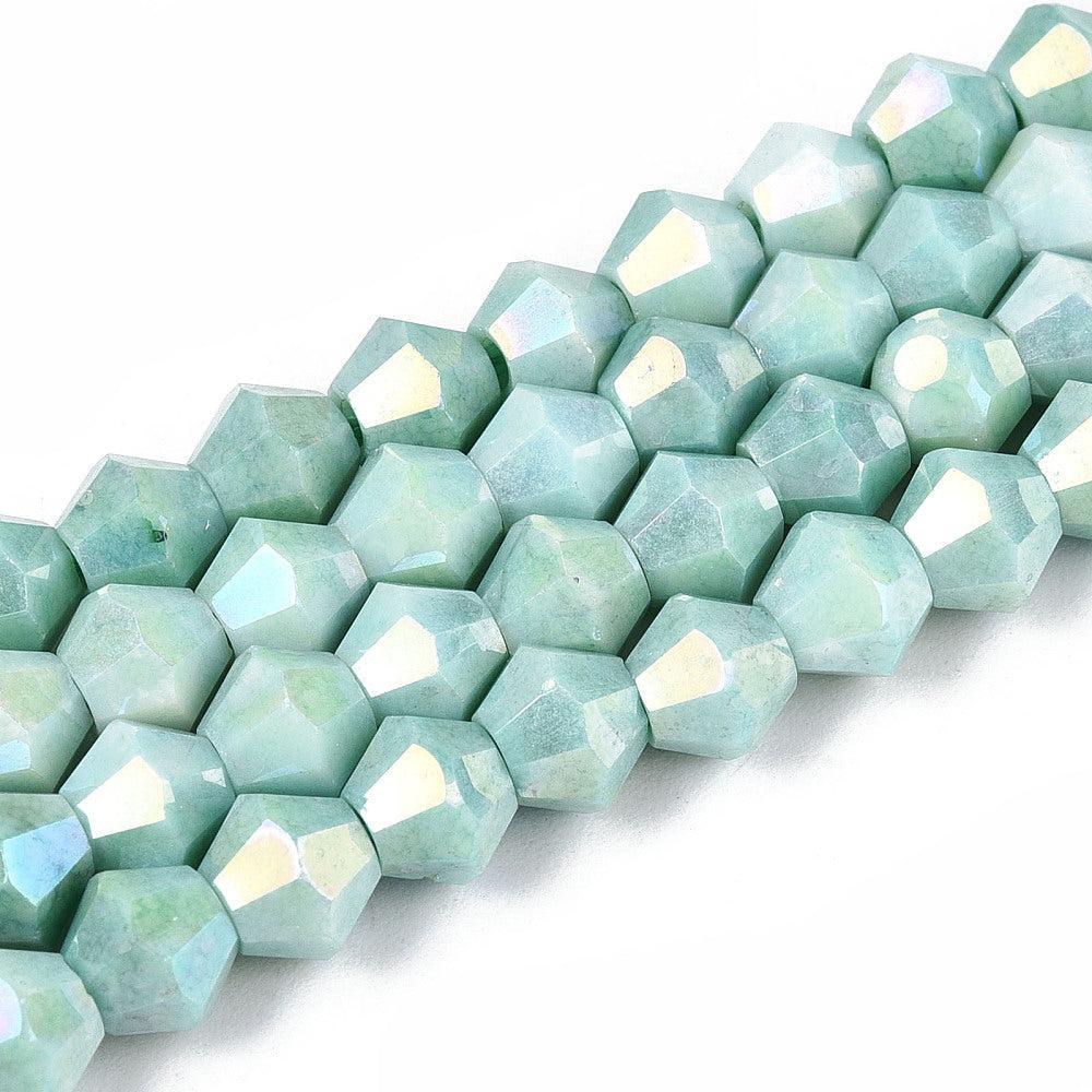 Kralen glas facet Green 5,5mm- per ±18 stuks-Kralen-Kraaltjes van Renate