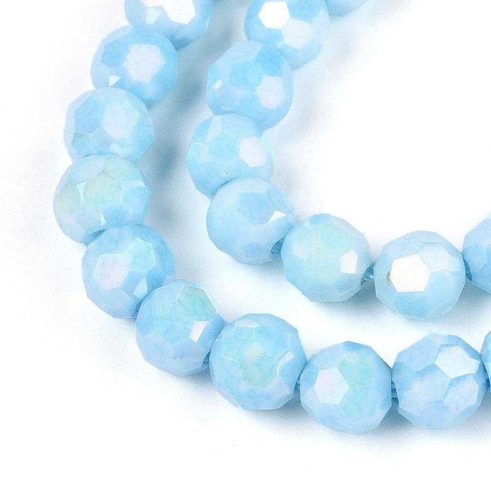 Kralen glas facet Blauw 6mm- per ±16 stuks-Kralen-Kraaltjes van Renate