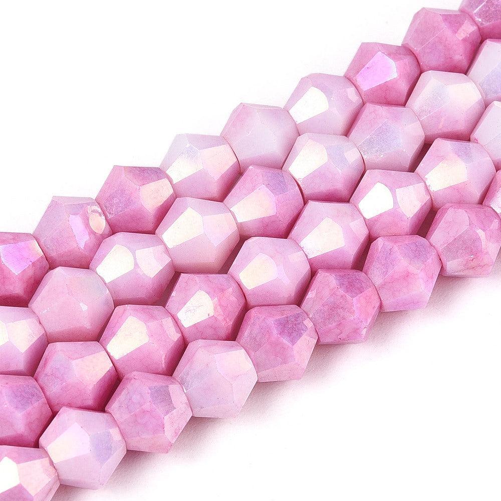 Kralen glas facet Roze 5,5mm- per ±18 stuks-Kralen-Kraaltjes van Renate