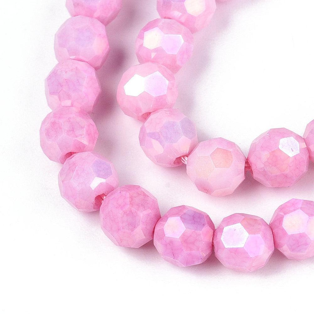 Kralen glas facet Roze 6mm- per ±16 stuks-Kralen-Kraaltjes van Renate