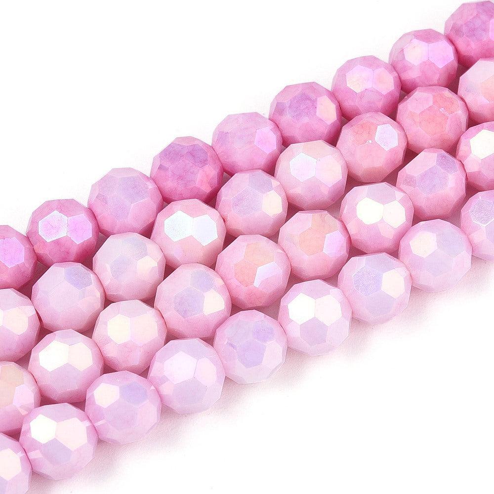 Kralen glas facet Roze 6mm- per ±16 stuks-Kralen-Kraaltjes van Renate