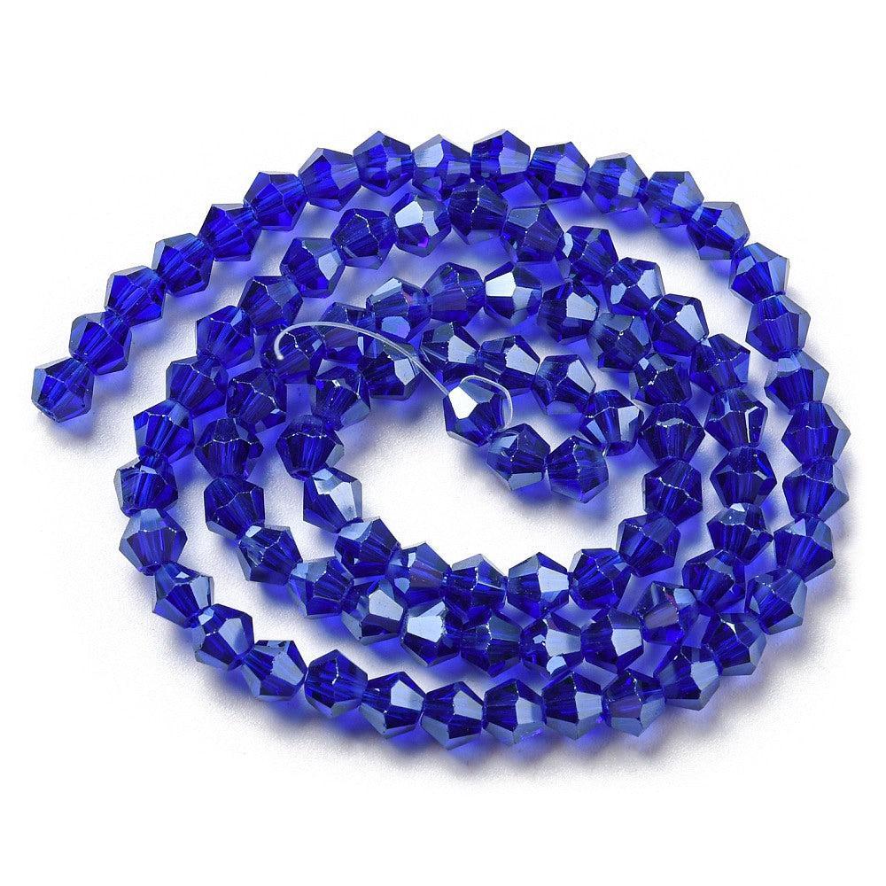 Transparante electroplate glaskralen Dark Blue 3,8 mm – Per streng-Kralen-Kraaltjes van Renate