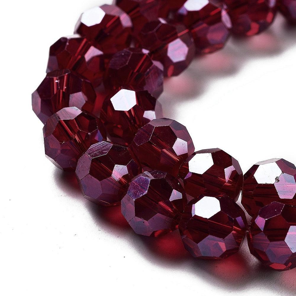 Glaskralen facet rond Donker Rood 10mm - per 15 stuks kopie-Kraaltjes van Renate