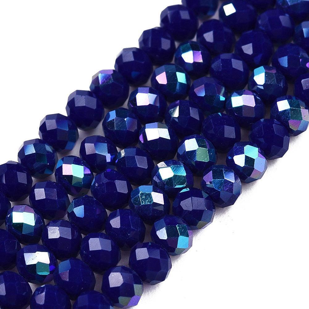Facet rondelle glaskralen – Blauw -Half Rainbow Plated (3,5mm)- Per streng-Kralen-Kraaltjes van Renate