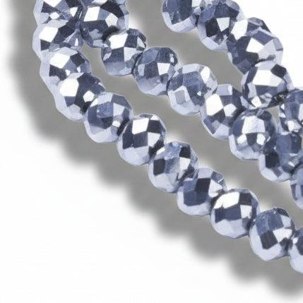 Glaskralen facet rondel Platinum Zilver 3mm - ±70 stuks-Kralen-Kraaltjes van Renate