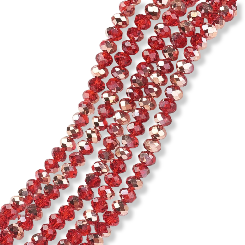 Glaskralen facet rondelle Rood 3x2mm - ±144 stuks-Kralen-Kraaltjes van Renate