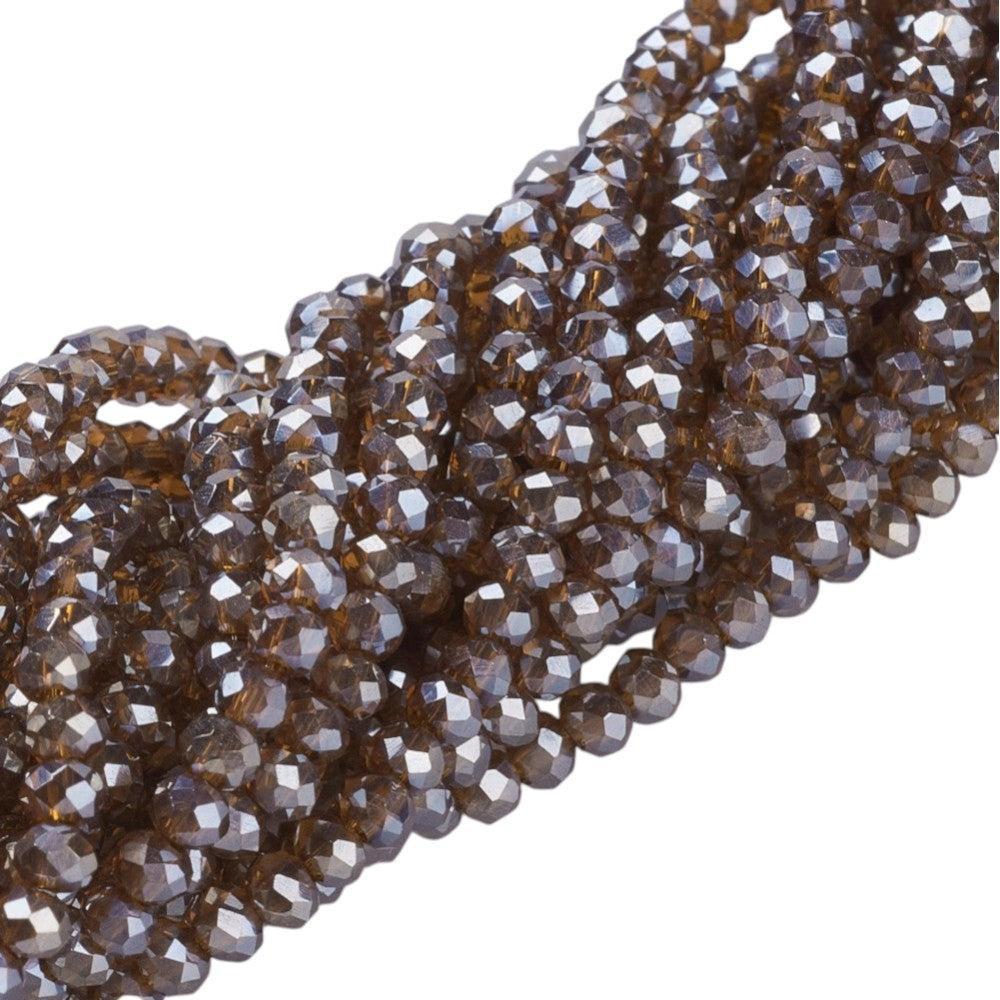 Glaskralen facet rondelle brown 3mm - ±150 stuks-Kralen-Kraaltjes van Renate