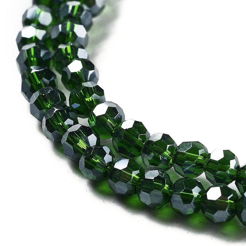 Glaskralen facet rondelle dark green 3mm - ±164 stuks-Kralen-Kraaltjes van Renate