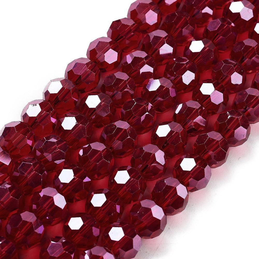 Glaskralen facet rondelle dark red 8mm - ±66 stuks-Kralen-Kraaltjes van Renate