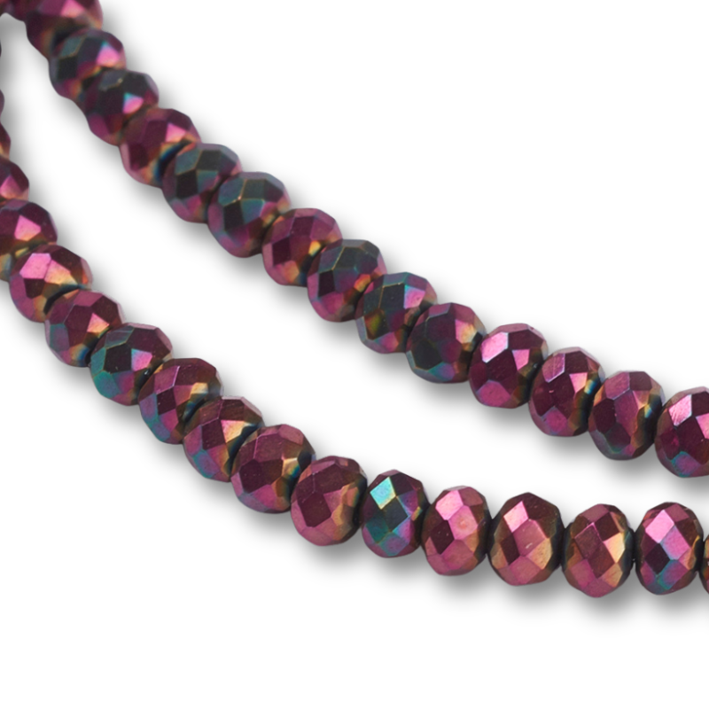 Facet rondelle glaskralen – multicolor, full plated (3 mm) - Per streng-Kralen-Kraaltjes van Renate