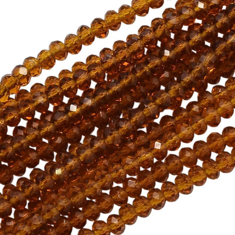 Glaskralen facet rondelle saddle brown 3,5mm - ±148 stuks-Kralen-Kraaltjes van Renate