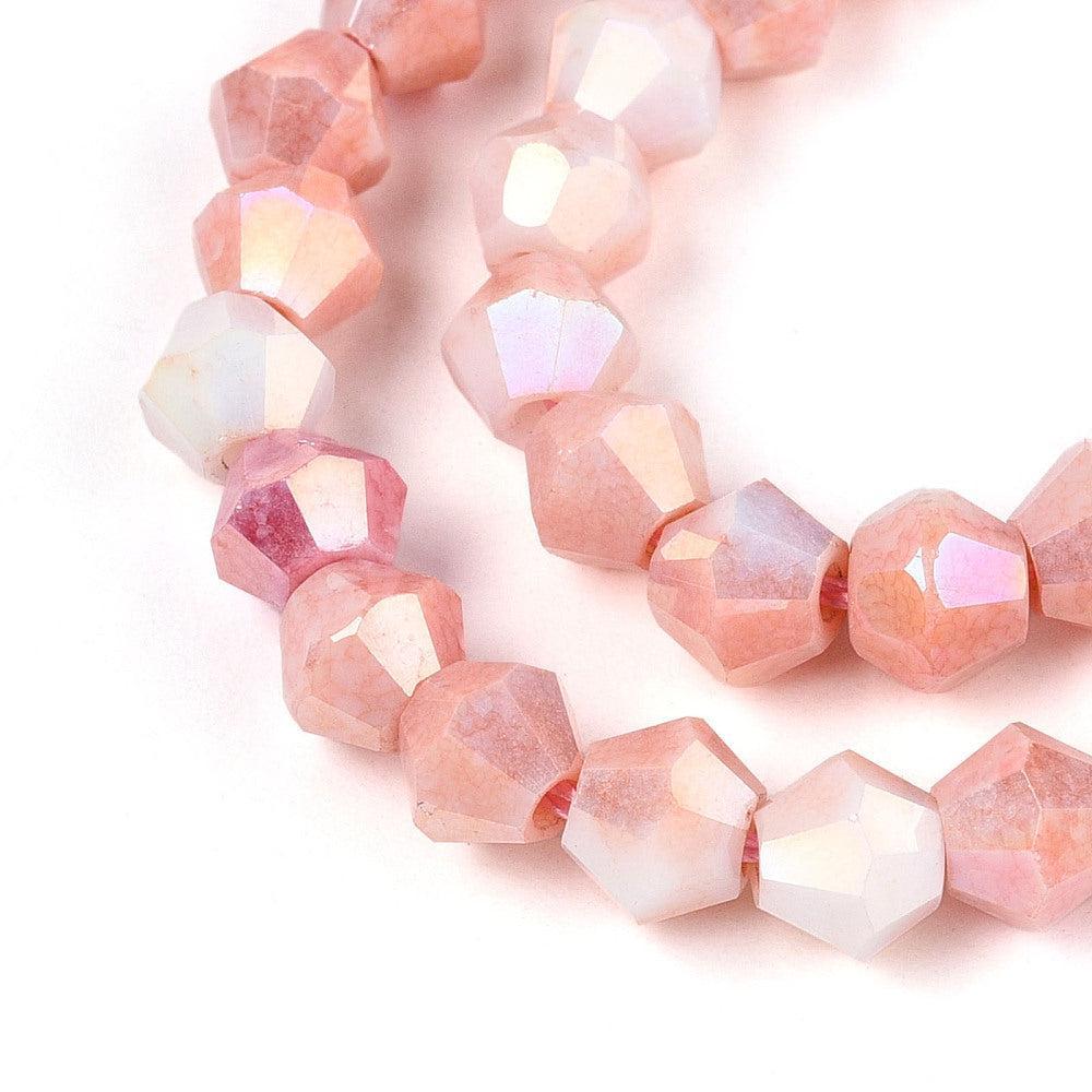 Kralen glas facet zalm 5,5mm- per ±18 stuks-Kralen-Kraaltjes van Renate