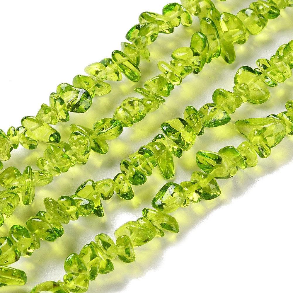 Glaskralen groen chips ±5x10mm- per 19cm-Kralen-Kraaltjes van Renate