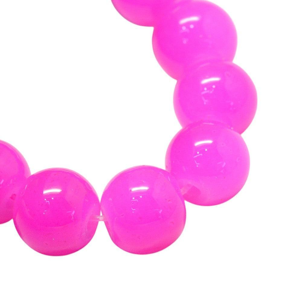 Glaskralen jade neon roze 10mm - ±40 stuks-Kralen-Kraaltjes van Renate