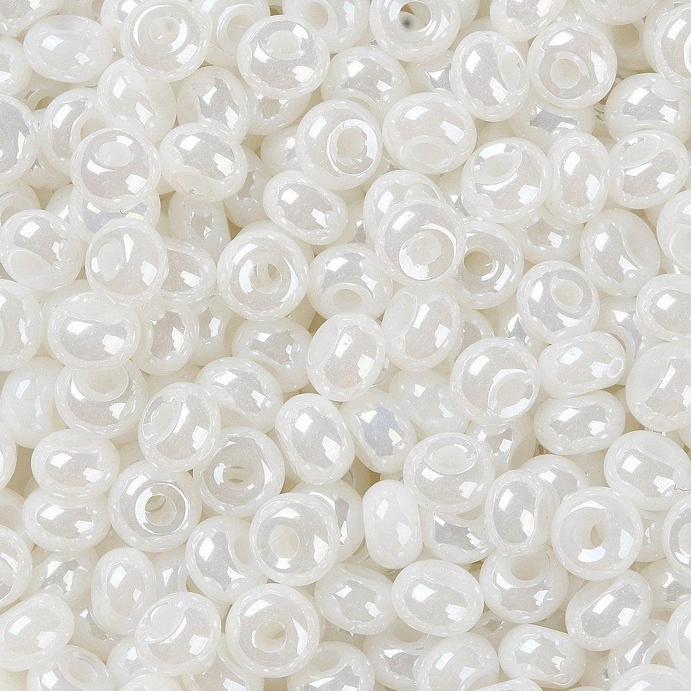 Glaskralen luster white 5x3mm- per 10 gram-Kralen-Kraaltjes van Renate