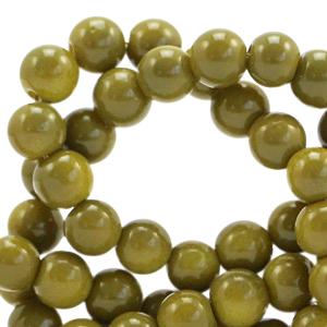 Glaskralen opaque Dusty olive 4mm - 50 stuks-Kraaltjes van Renate