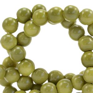 Glaskralen opaque Green olive 4mm - 50 stuks-Kraaltjes van Renate