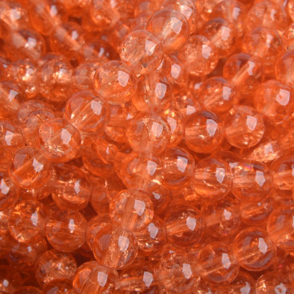 Glaskralen rond crackle oranje bruin 6mm - 50 stuks-Kraaltjes van Renate