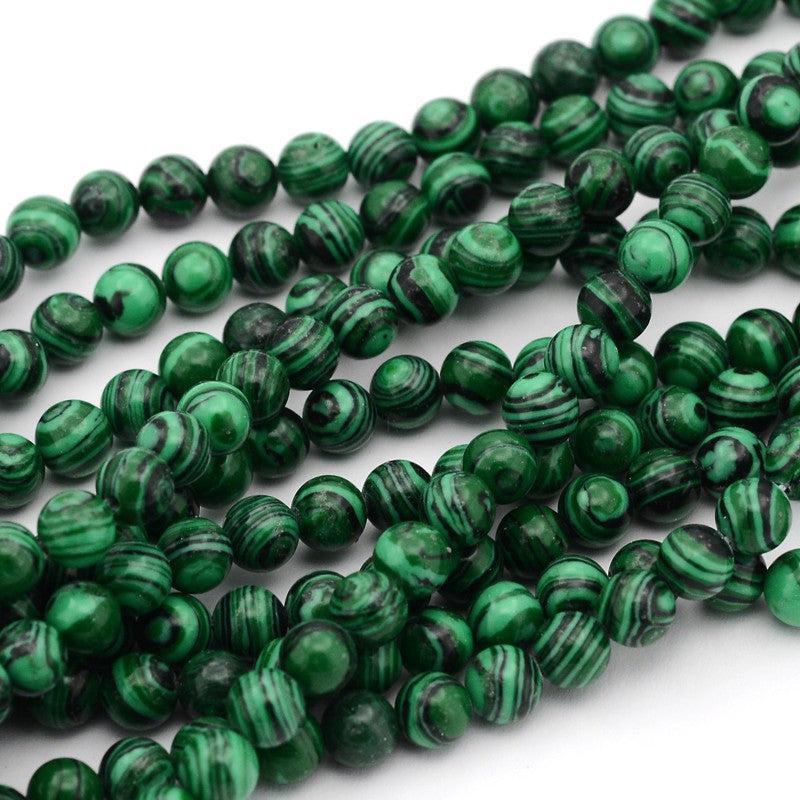 Glaskralen rond malachite 6mm - per 20 stuks-Kralen-Kraaltjes van Renate