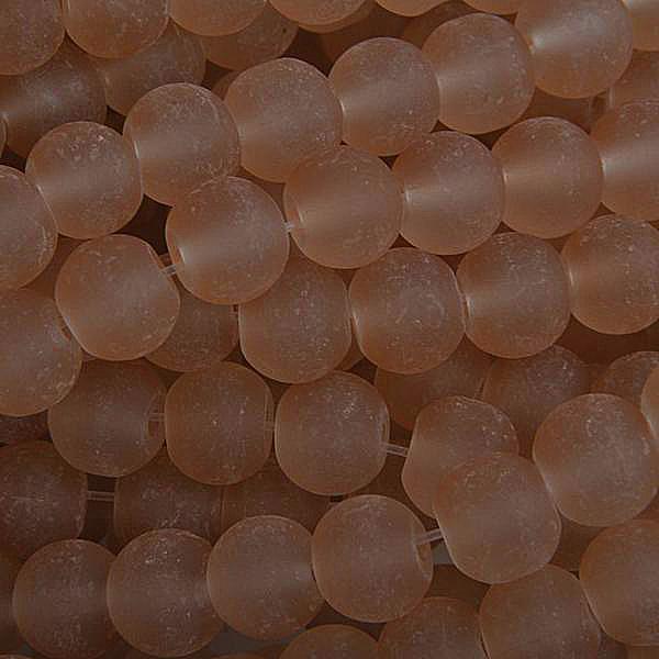 Glaskralen rond mat amber bruin 6mm - 50 stuks-Kraaltjes van Renate