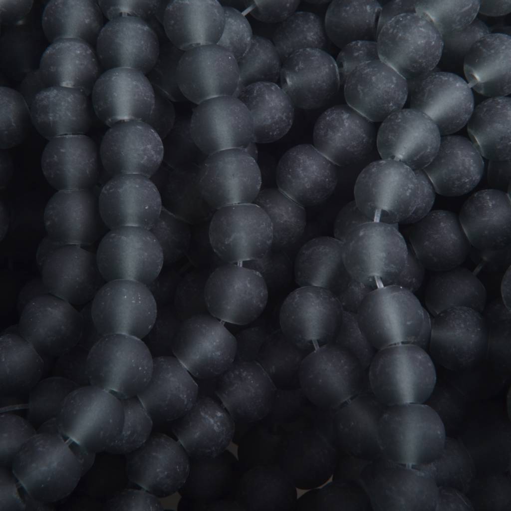 Glaskralen rond mat donker grijs 6mm - 50 stuks-Kraaltjes van Renate
