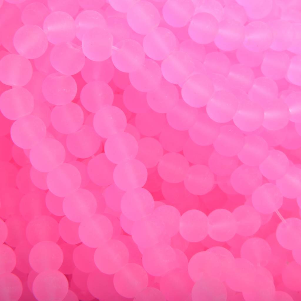 Glaskralen rond mat fel roze 6mm - 50 stuks-Kraaltjes van Renate