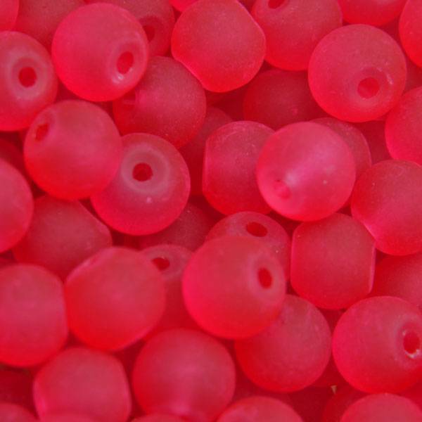 Glaskralen rond mat fuchsia rood 6mm - 50 stuks-Kraaltjes van Renate