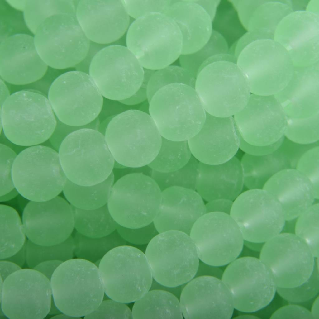 Glaskralen rond mat groen 6mm - 50 stuks-Kraaltjes van Renate