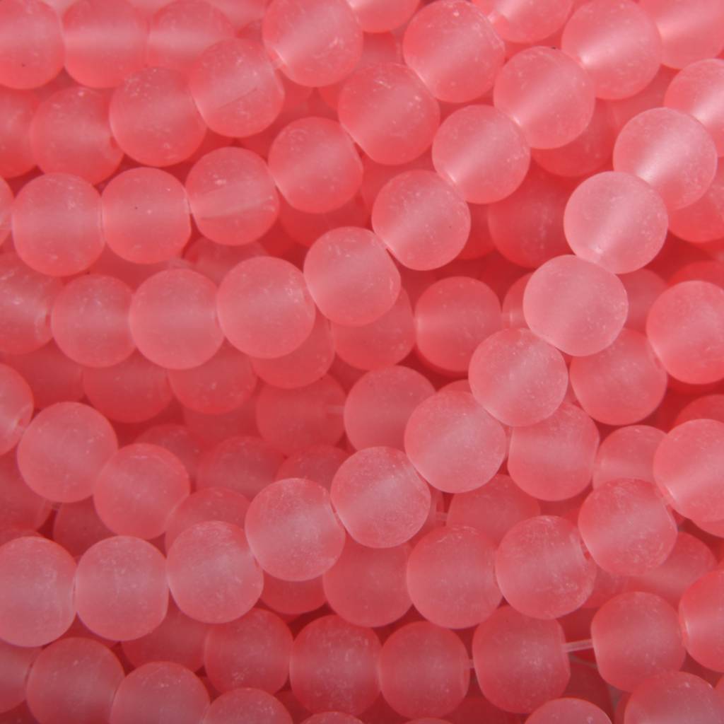 Glaskralen rond mat roze peach 6mm - 50 stuks-Kraaltjes van Renate