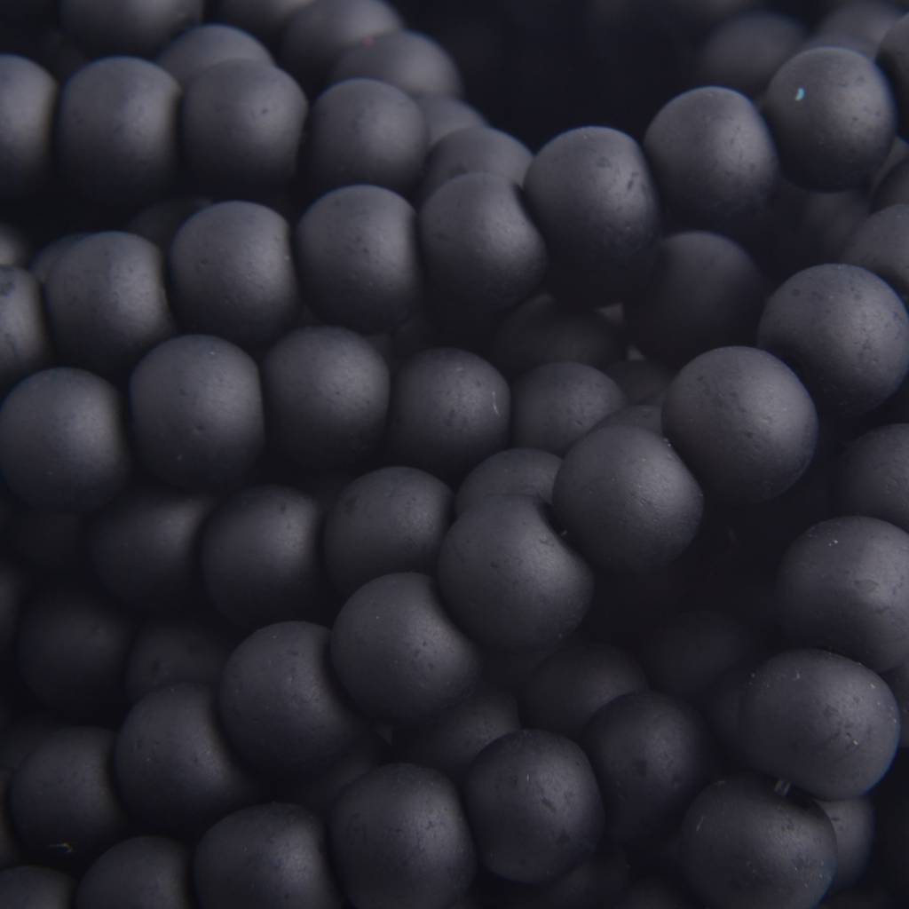 Glaskralen rond mat zwart 6mm - 50 stuks-Kraaltjes van Renate