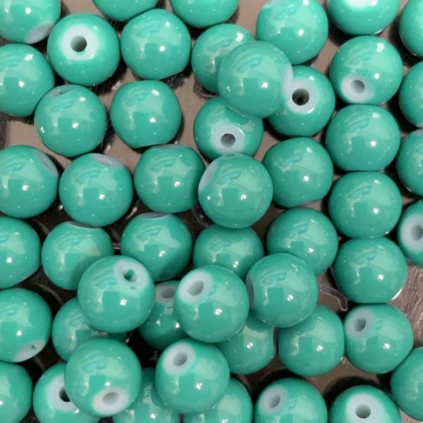 Glaskralen rond shine Turquoise green 6mm - 50 stuks-Kraaltjes van Renate